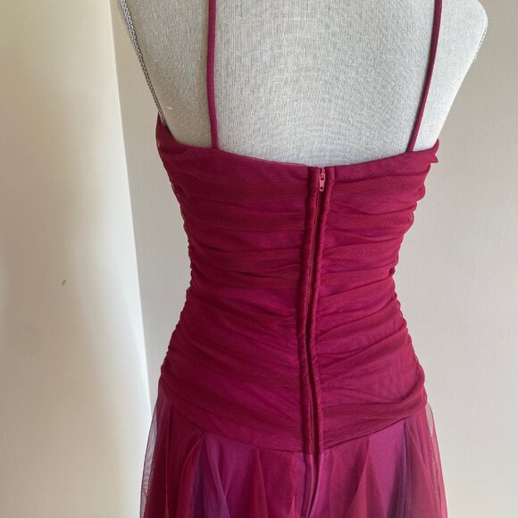 Water Signs Maroon Purple Y2K Handkerchief Hem Tulle Dress Sz M Fairy Whimsigoth - Picture 13 of 14